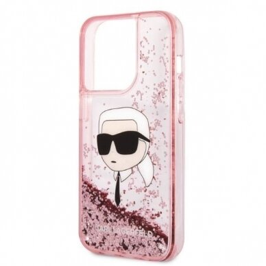 Telefono Dėklas Karl Lagerfeld Glitter Karl's Head iPhone 14 Pro Max Rožinis Skaidrus GNZ022 1