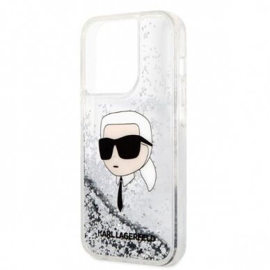 Telefono Dėklas Karl Lagerfeld Glitter Karl's Head iPhone 14 Pro Max Skaidrus GNZ022 1