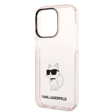 Telefono Dėklas Karl Lagerfeld Ikonik Choupette iPhone 14 Pro Max Skaidrus Rožinis  GNZ022 1