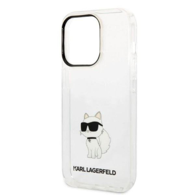 Telefono Dėklas Karl Lagerfeld Ikonik Choupette na iPhone 14 Pro Skaidrus GNZ022 1