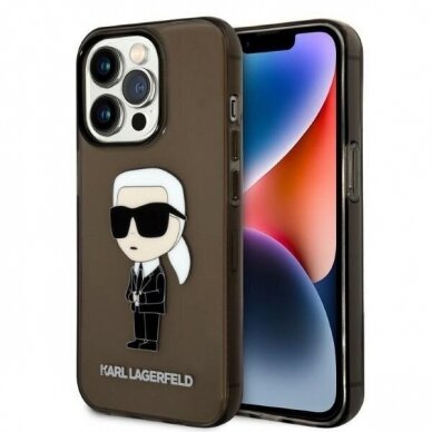 Telefono Dėklas Karl Lagerfeld Ikonik Karl iPhone 14 Pro Max Juodas Skaidrus GNZ022