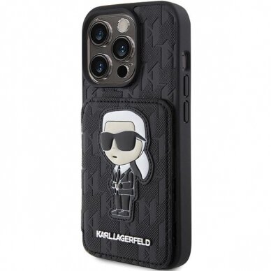 Telefono Dėklas Karl Lagerfeld Saffiano Cardslots and Stand Monogram Ikonik Patch iPhone 15 Pro Max Juodas KOW068 1