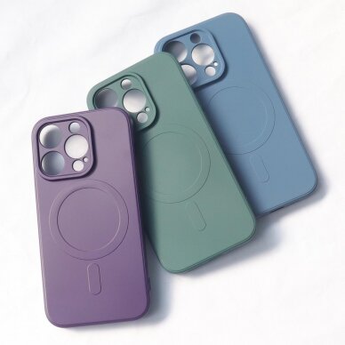 Telefono Dėklas MagSafe Compatible Silicone Case for iPhone 15 Silicone Case - Tamsiai Violetinis KOW068 2