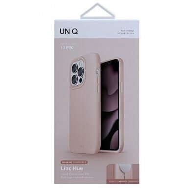 Telefono Dėklas UNIQ etui Lino Hue iPhone 13 Pro / 13 6,1" Matinis Rožinis MagSafe KOW068 5