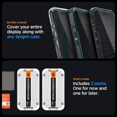 TEMPERED GLASS Spigen GLAS.TR "EZ FIT" 2-PACK IPHONE 15 PRIVACY 9