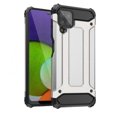 Tvirtas Dėklas Hybrid Armor Case Tough Rugged Cover Samsung Galaxy A22 4G Sidabrinis