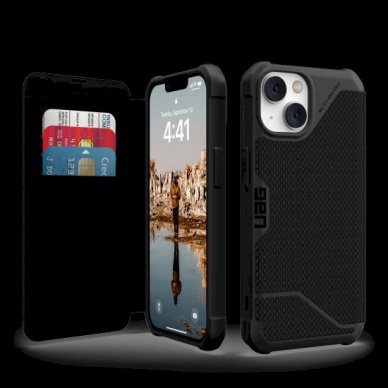 UAG Metropolis - Apsauginis dėklas su flap skirta iPhone 14 Plus (kevlar-Juodas) 1