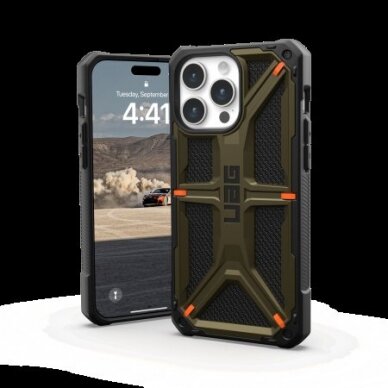 UAG Monarch - Apsauginis dėklas skirta iPhone 15 Pro Max (kevlar element žalias) 1