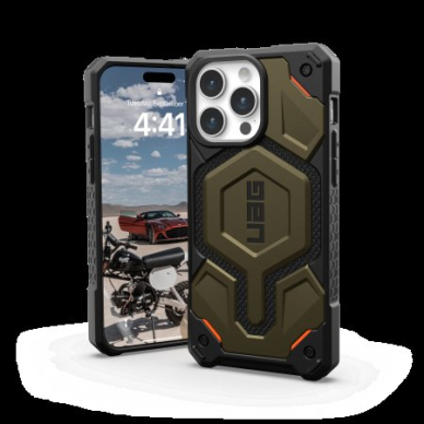 UAG Monarch Pro - Apsauginis dėklas skirta iPhone 15 Pro Max pritaikyta su MagSafe (kevlar element žalias) 1