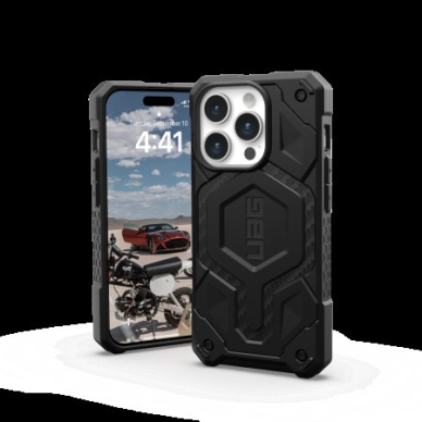 UAG Monarch Pro - Apsauginis dėklas skirta iPhone 15 Pro, pritaikyta su MagSafe (carbon fiber) 1