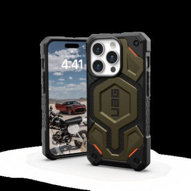 UAG Monarch Pro - Apsauginis dėklas skirta iPhone 15 Pro, pritaikyta su MagSafe (Kevlar element žalias) 1