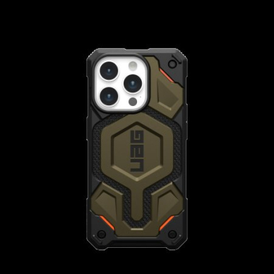 UAG Monarch Pro - Apsauginis dėklas skirta iPhone 15 Pro, pritaikyta su MagSafe (Kevlar element žalias)