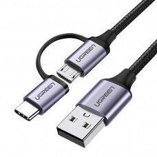 Ugreen USB - micro USB / USB Type C 2in1 kabelis 2,4A 1m juodas (30875) UGLX912