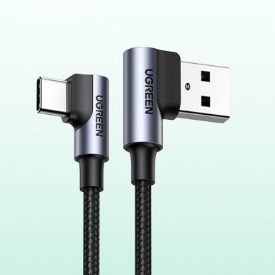 Ugreen 90° angled cable USB C - USB 2.0 480Mbps 3A 3m black (US176) 12