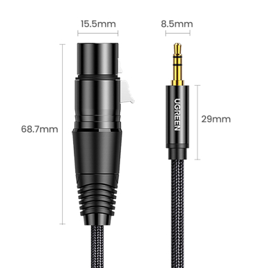 Ugreen audio cable 3.5mm mini jack (male) - XLR (female) 1m black (AV182) 9