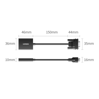 Ugreen cable adapter cable VGA (male) - HDMI (female) 0.15m black (CM513) 10