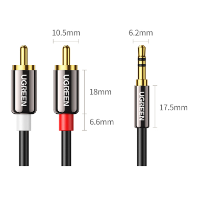 Ugreen cable audio cable 3.5 mm mini jack - 2RCA 5m Juodas (AV116) 9