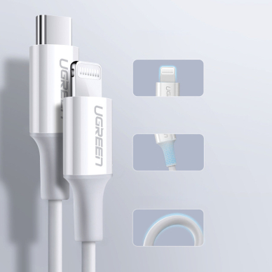 Ugreen cable USB cable - Lightning 3A 0.5 m white (US171) 11