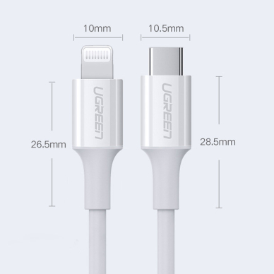 Ugreen cable USB cable - Lightning 3A 0.5 m white (US171) 13