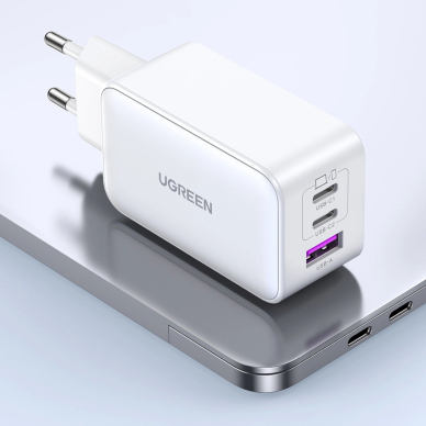 Ugreen CD244 65W USB-A / 2x USB-C GaN fast Įkroviklis  - baltas 3