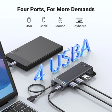 Ugreen CM653 HUB4 USB-A ports USB-A power Kabelis - Juodas 3