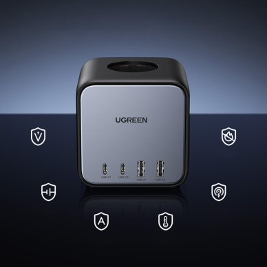 Ugreen cube power strip 65W USB / USB C + 3x AC socket black (CD268) 5