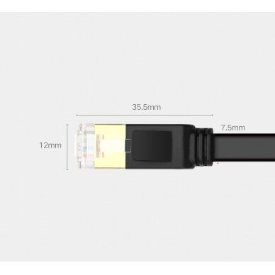 Ugreen Ethernet patchcord flat cable RJ45 Cat 7 STP LAN 10 Gbps 10 m Juodas (NW106 11265) UGLX912 13