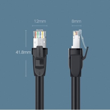 Ugreen Ethernet patchcord kabelis RJ45 Cat 8 T568B 2m juodas (70329) UGLX912 2