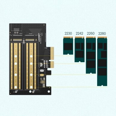 Ugreen expansion card adapter PCIe 3.0 x4 to SSD M.2 M-Key / M.2 B-Key black (CM302) 3