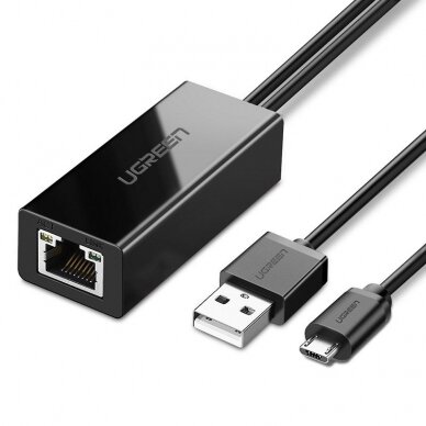 Ugreen external network adapter USB 100Mbps skirta Chromecast with 1m kabelis juodas (30985)