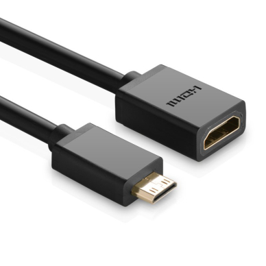 Ugreen HDMI (Female) - mini HDMI (Male) Kabelis Adapteris 4K 60 Hz Ethernet HEC ARC 32 channel audio 22 cm Juodas (20137) 1