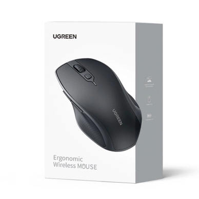 Ugreen MU101 ergonomic wireless mouse Bluetooth / 2.4 GHz - Juodas 13