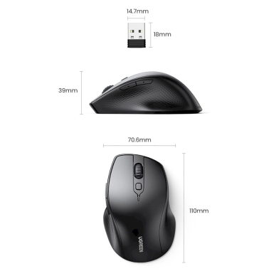 Ugreen MU101 ergonomic wireless mouse Bluetooth / 2.4 GHz - Juodas 4