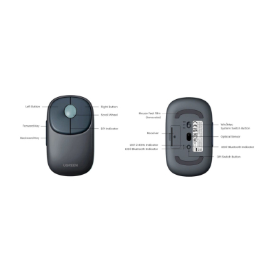 Ugreen MU102 FUN+ Bluetooth / 2.4 GHz wireless mouse - Juodas 2