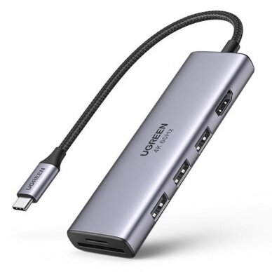 Ugreen multi-functional HUB USB Type C - 3x USB 3.2 Gen 1 / HDMI 4K 60Hz / SD and TF card reader gray (60383 CM511)