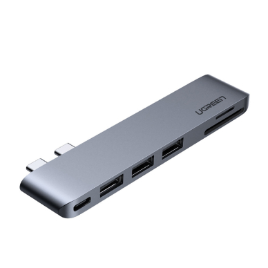 Ugreen multifunctional HUB 2x USB Type C to 3x USB 3.0 / TF / SD / USB Type C for MacBook Pro / Air gray (CM251 60560)