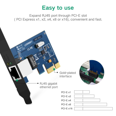 Ugreen US230 Gigabit 10/100/1000Mbps PCI-E network card - Juodas 5