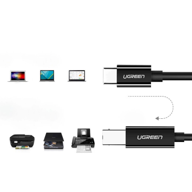 Ugreen US241 USB-C 2.0 - USB-B Kabelis 1 m - Juodas 3