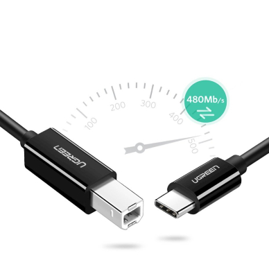 Ugreen US241 USB-C 2.0 - USB-B Kabelis 1 m - Juodas 4