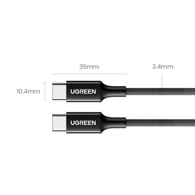 Ugreen US557 USB-C / USB-C PD Kabelis 100W 1m - Juodas 8