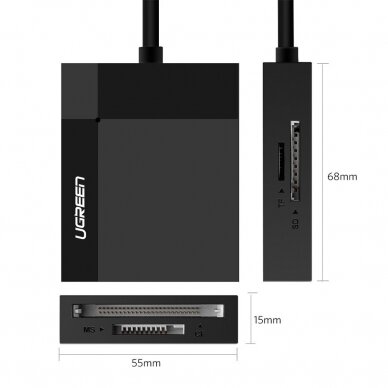 Ugreen USB 3.0 SD / micro SD / CF / MS memory card reader Juodas (30231) 5