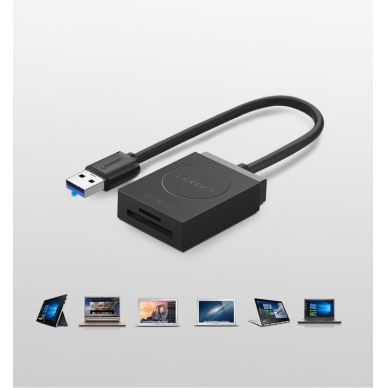 Ugreen USB 3.0 SD / micro SD Kortelių Skaitytuvas juodas (20250)  5