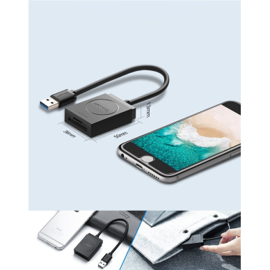 Ugreen USB 3.0 SD / micro SD Kortelių Skaitytuvas juodas (20250)  8