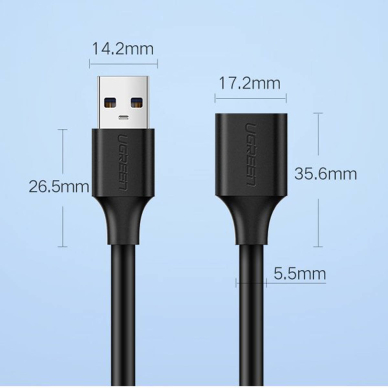 Ugreen USB-A (male) - USB-A (female) adapter extension cable USB 3.0 5Gb/s 0.5m black (US129) 16