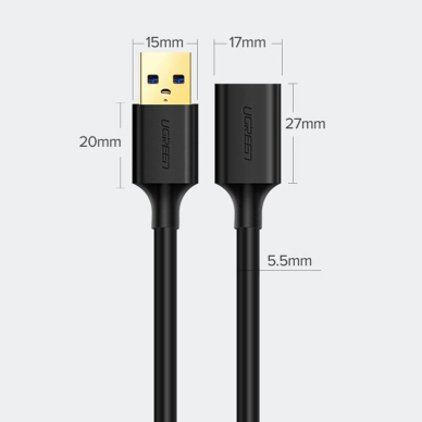 Ugreen USB-A (male) - USB-A (female) adapter extension cable USB 3.0 5Gb/s 0.5m black (US129) 2