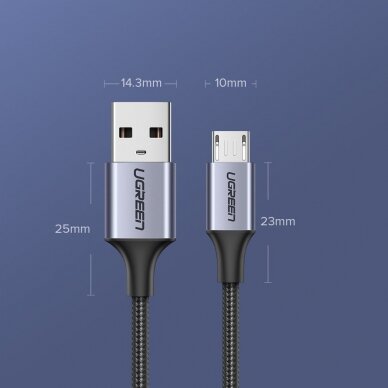 Ugreen USB - micro USB kabelis 2m pilkas (60148) 12