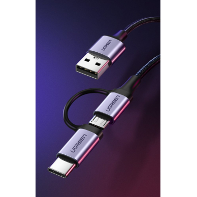 Ugreen USB - micro USB / USB Type C 2in1 kabelis 2,4A 1m juodas (30875) UGLX912 1