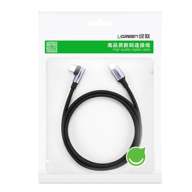 Ugreen USB Type C - USB Type C angled cable Power Delivery 60 W 20 V 3 A 1 m black and gray (US255 50123) 4