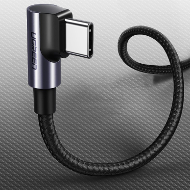 Ugreen USB Type C - USB Type C angled cable Power Delivery 60 W 20 V 3 A 1 m black and gray (US255 50123) 7