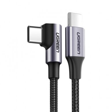 Ugreen USB Type C - USB Type C angled cable Power Delivery 60 W 20 V 3 A 1 m black and gray (US255 50123)